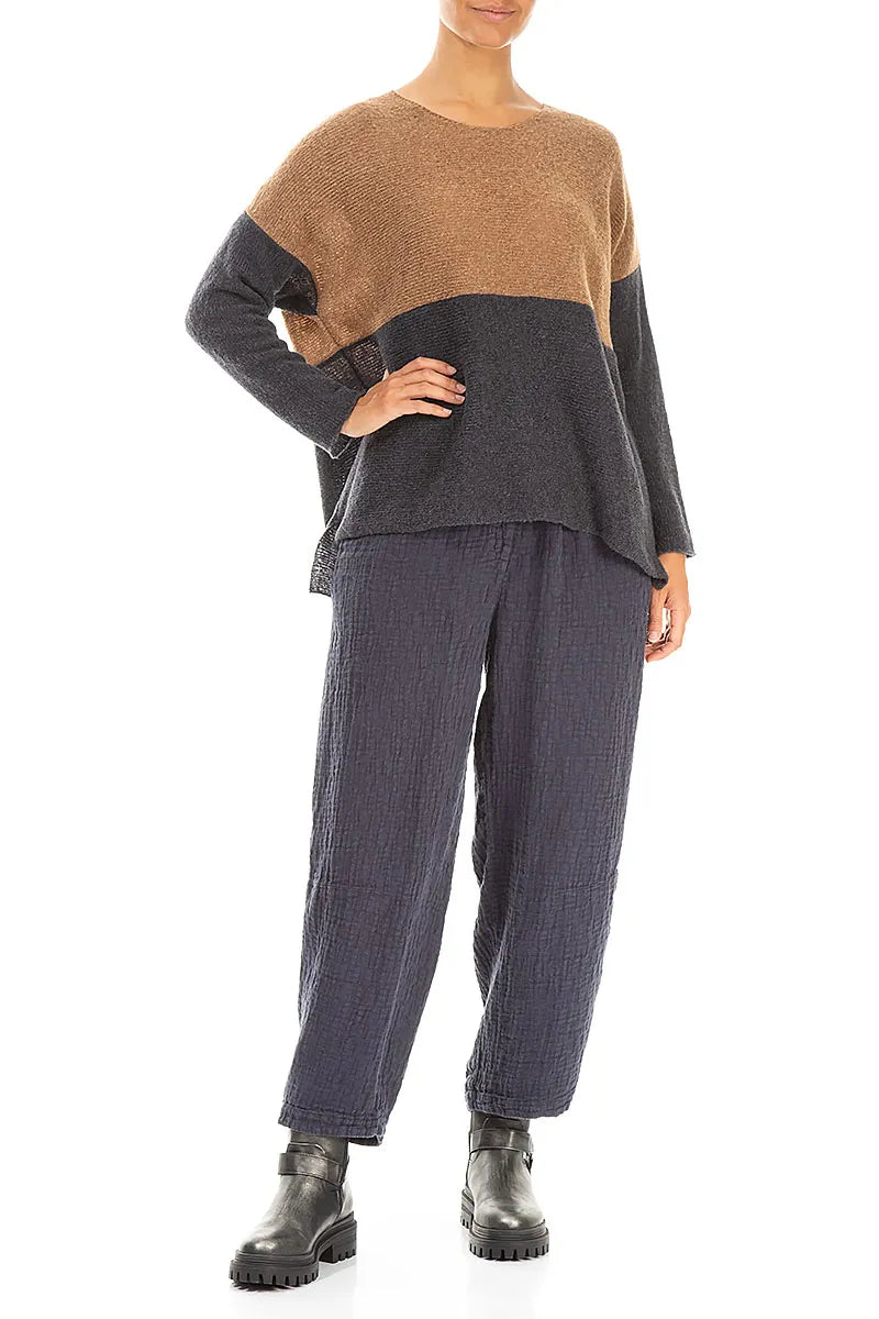 Dual Caramel & Dark Grey Wool Sweater 4