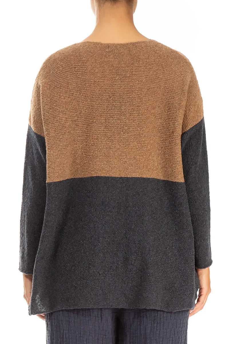 Dual Caramel & Dark Grey Wool Sweater 2