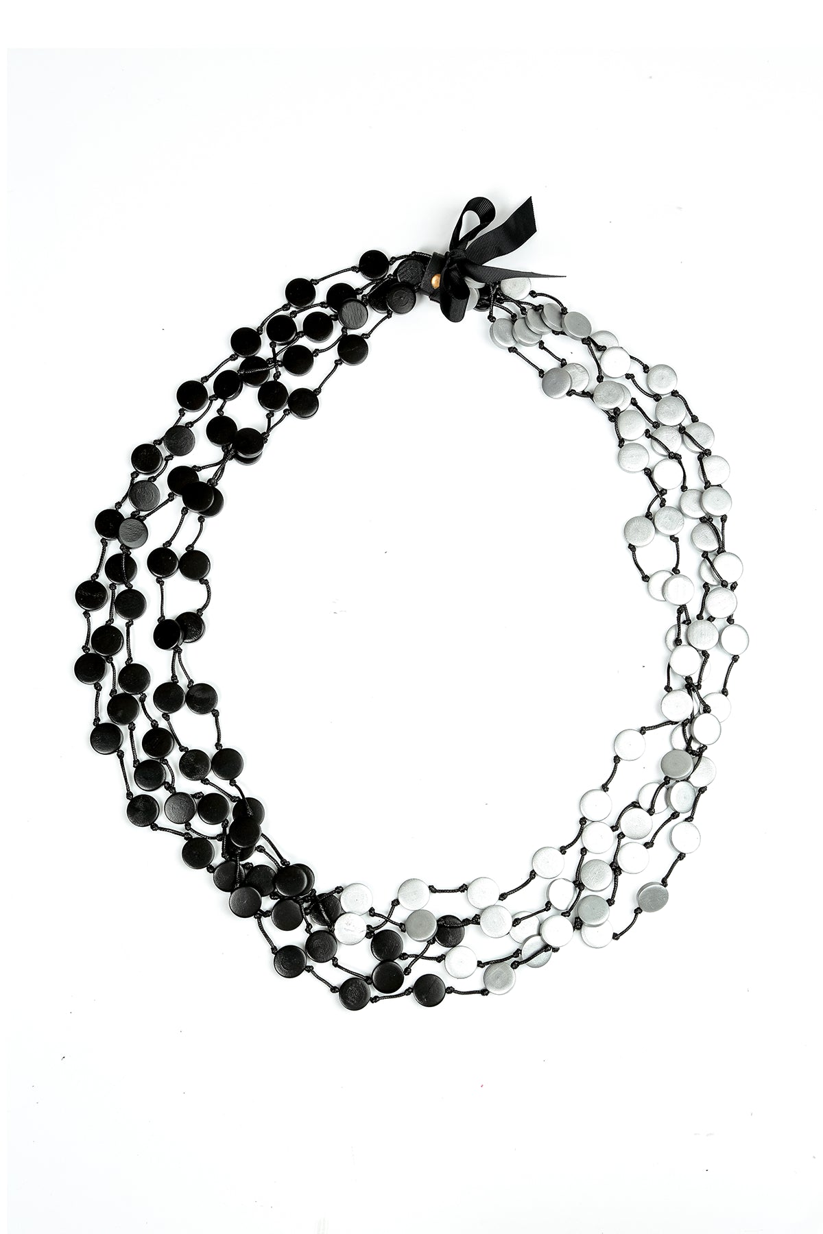 Collier double cascade en bois avec pièces de monnaie