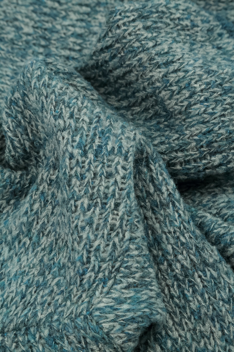 Dual Dark Grey & Mélange Teal Wool Scarf 4