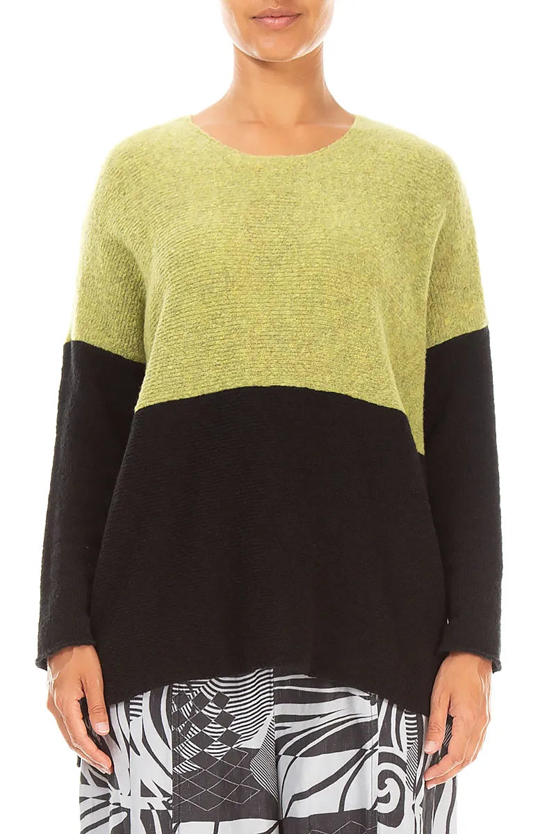 Dual Golden Lime & Black Wool Sweater