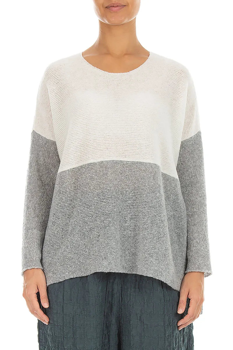 Dual White & Light Grey Wool Sweater