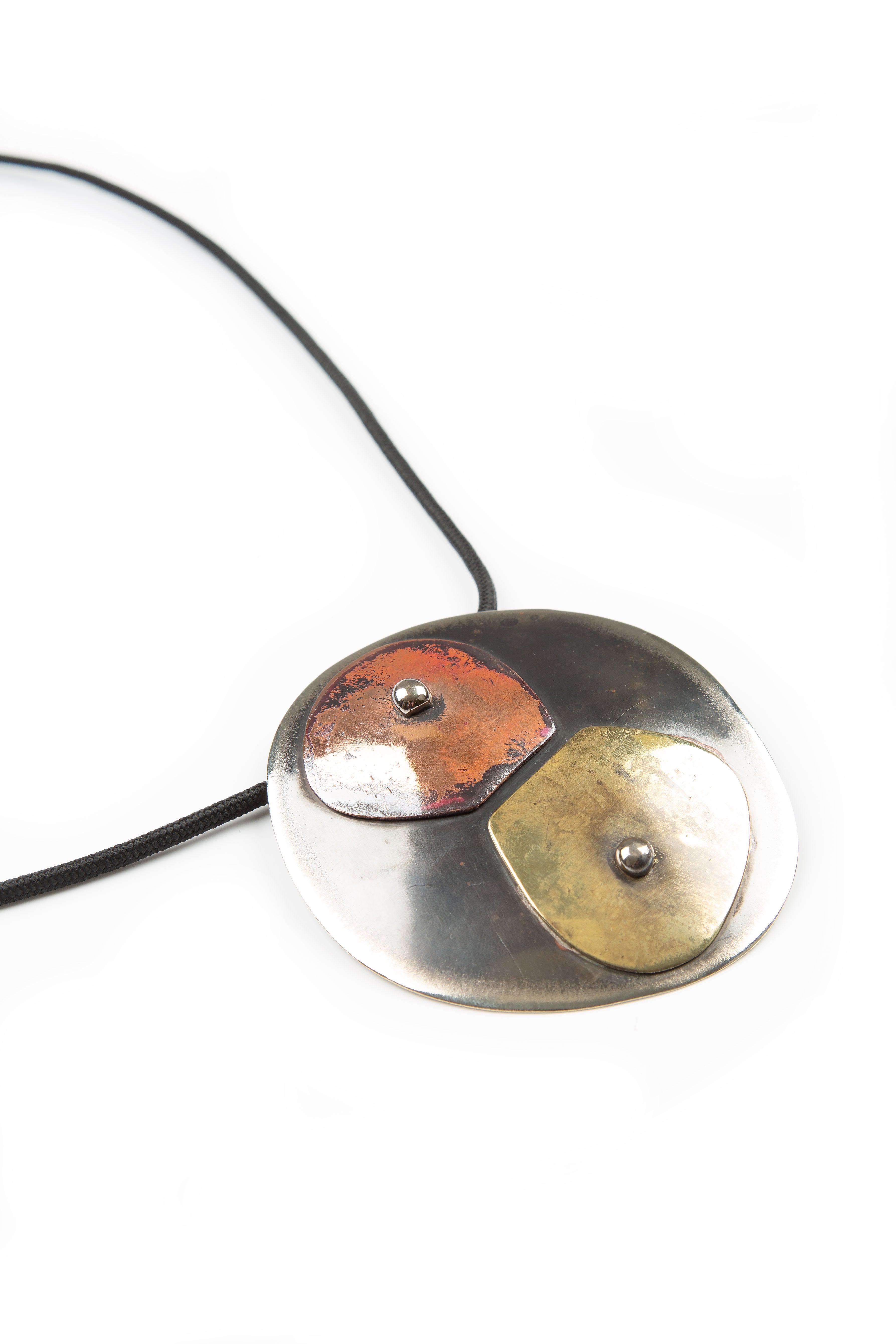 Eclipse Dual Metal Pendant Necklace 2