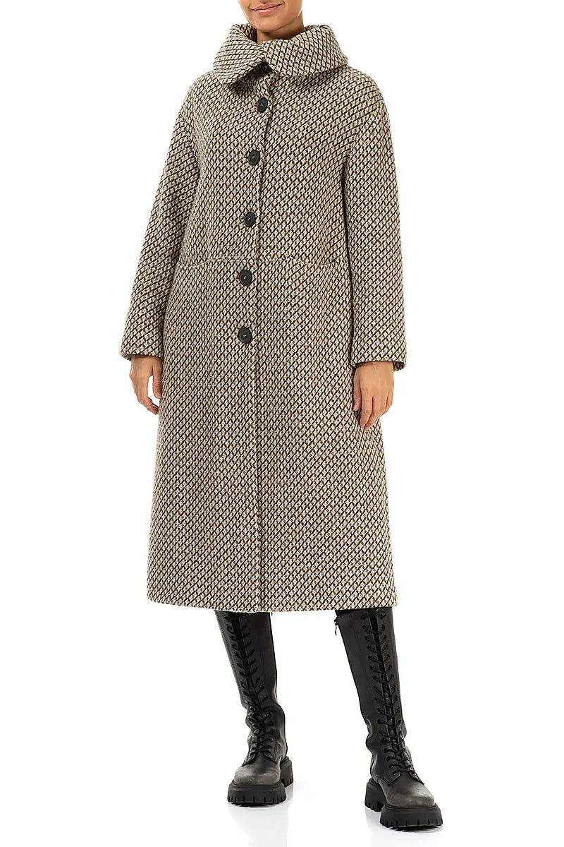 Manteau élégant en laine vierge beige