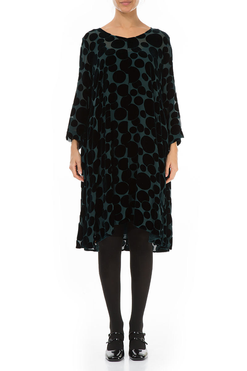 Robe élégante en velours de soie à motif paon Devoré Bubbles