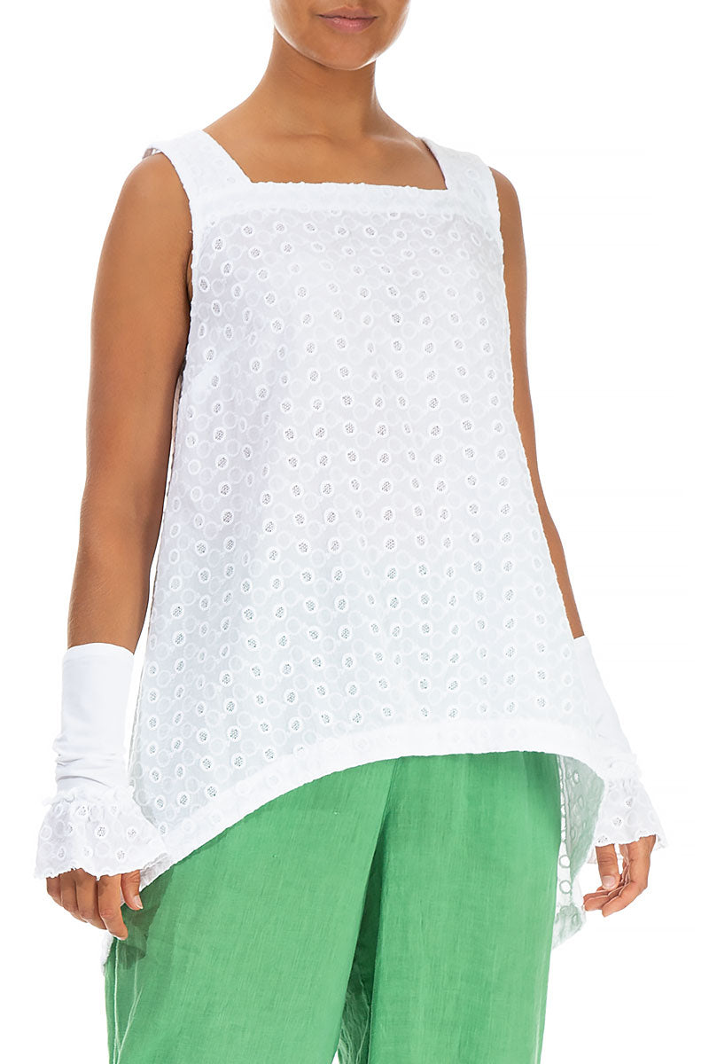 Embroidered White Cotton Wristlets 3