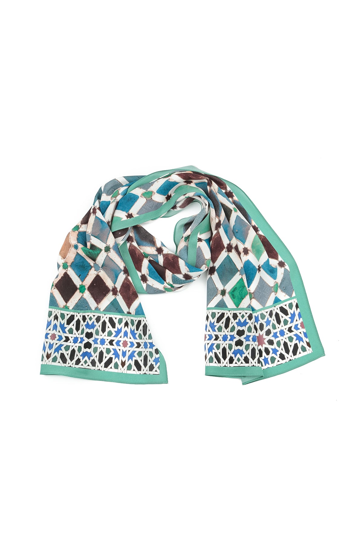 Emerald Mosaic Silk Scarf 3
