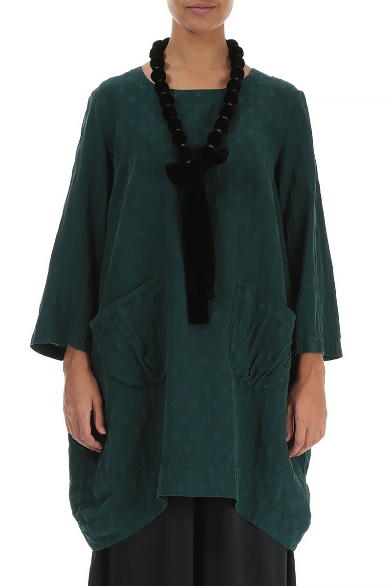 Emerald Silk Velvet Bead Necklace 1