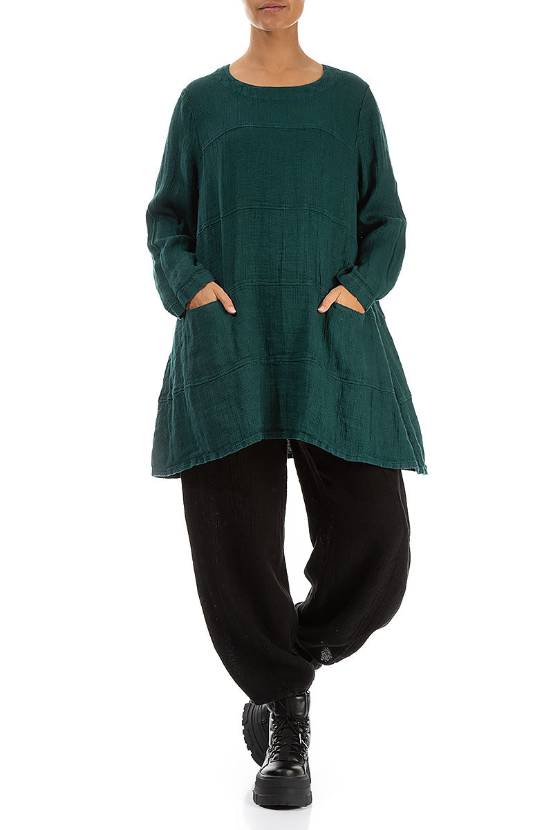 Emerald Textured Linen Tunic 4