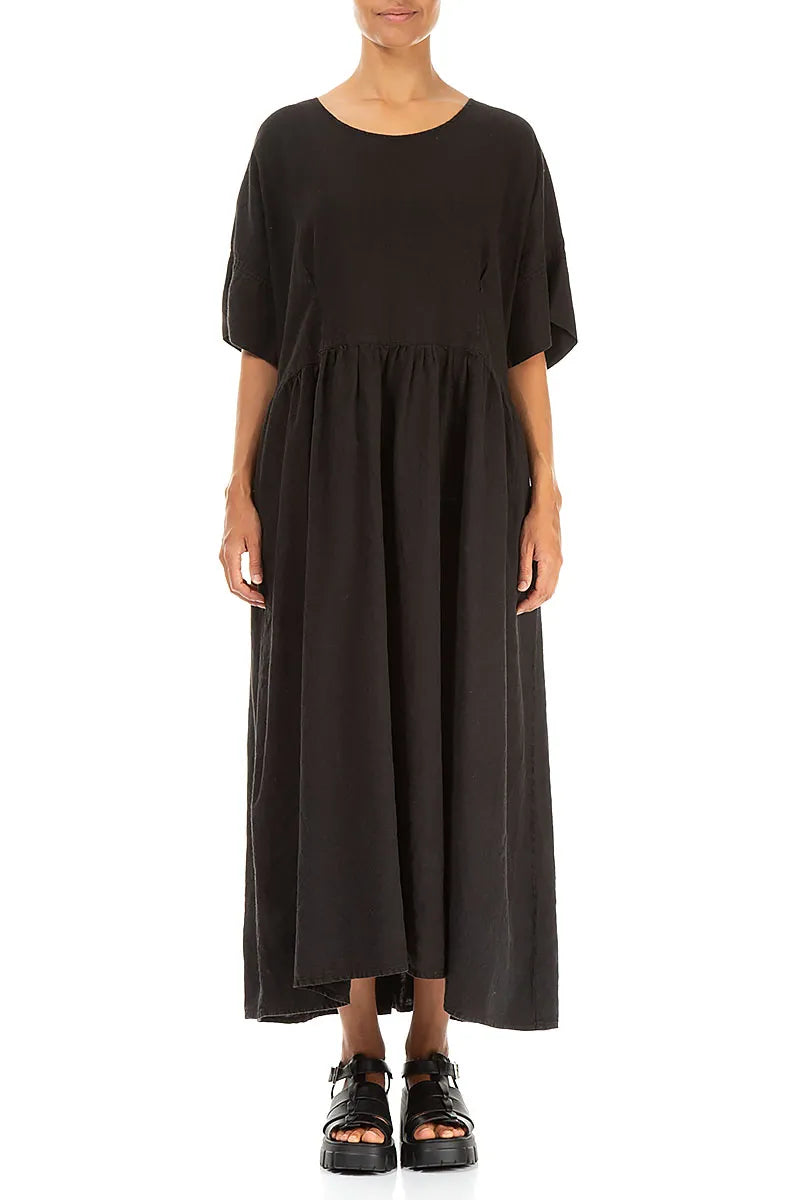 Empire Waist Black Linen Dress – grizas.com