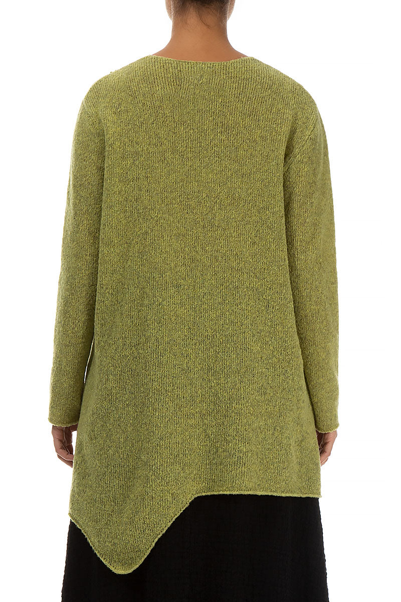 Exposed Seam Golden Lime Wool Sweater 2