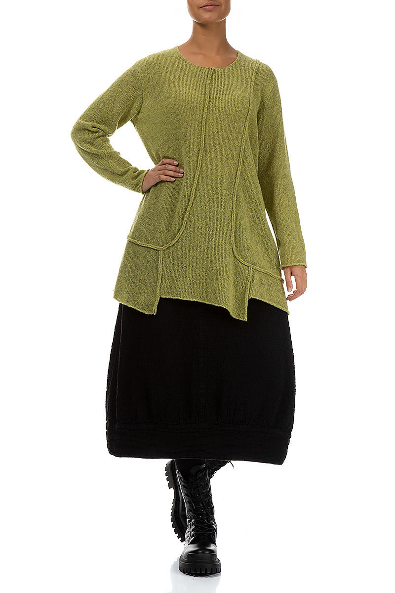 Exposed Seam Golden Lime Wool Sweater 4