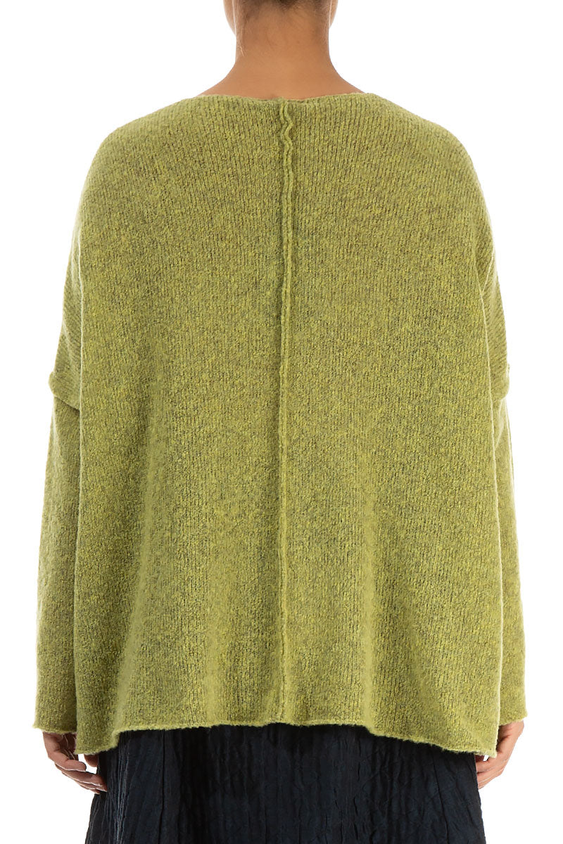 Exposed Seam Golden Lime Wool Sweater 2