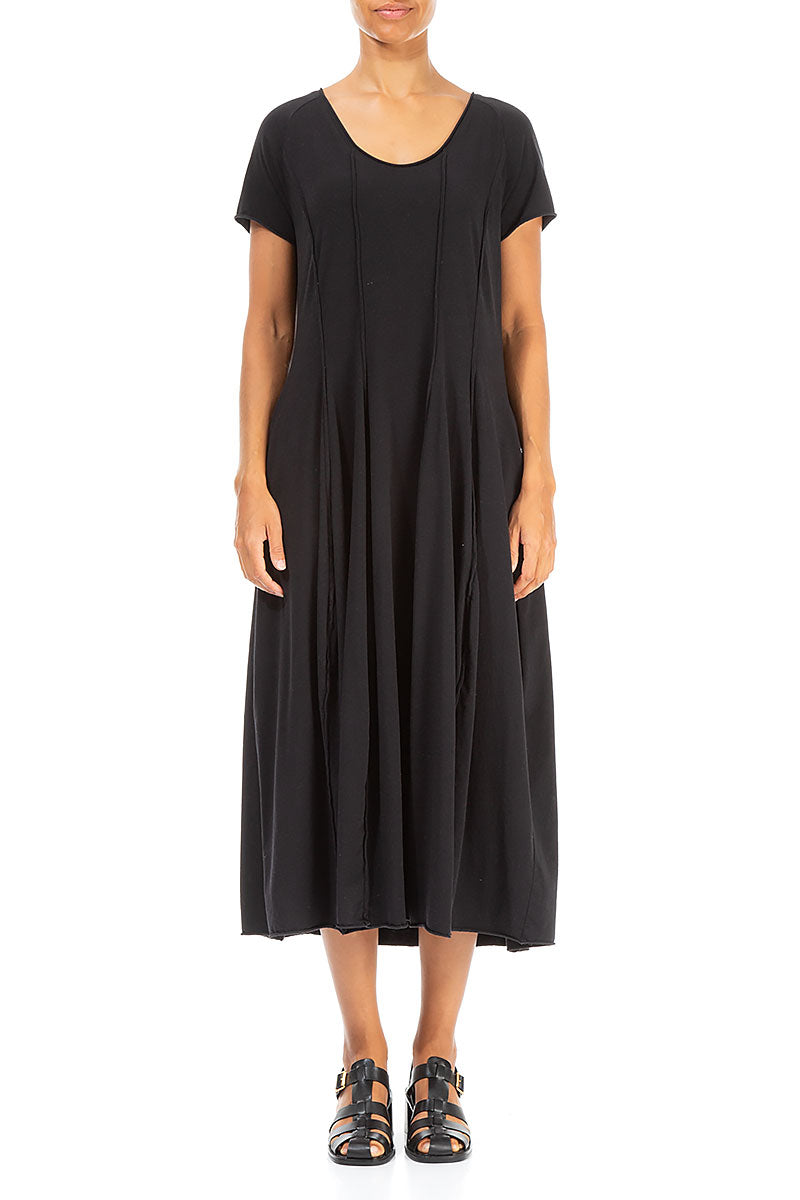 Exposed Seams Black Cotton Dress 1