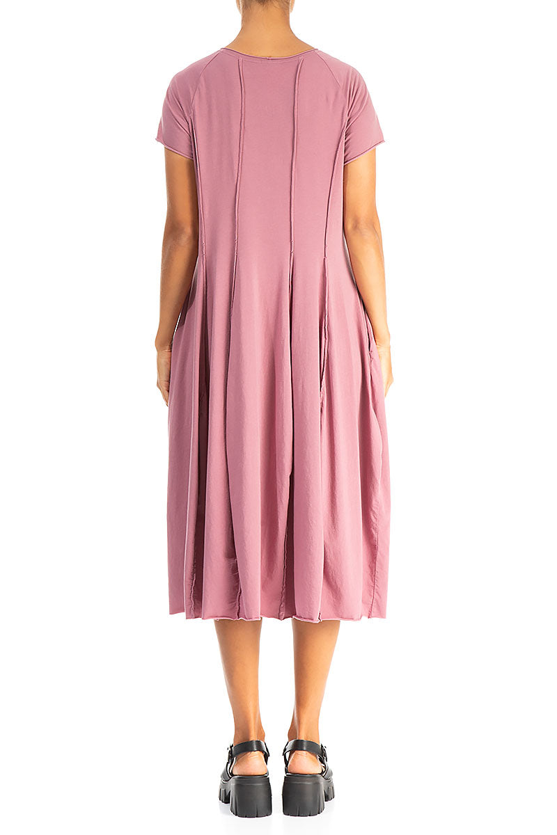 Exposed Seams Mauve Taupe Cotton Dress 3