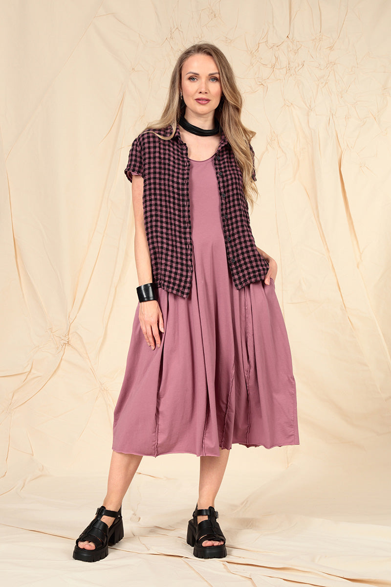Exposed Seams Mauve Taupe Cotton Dress L Exposed Seams Mauve Taupe Cotton Dress L