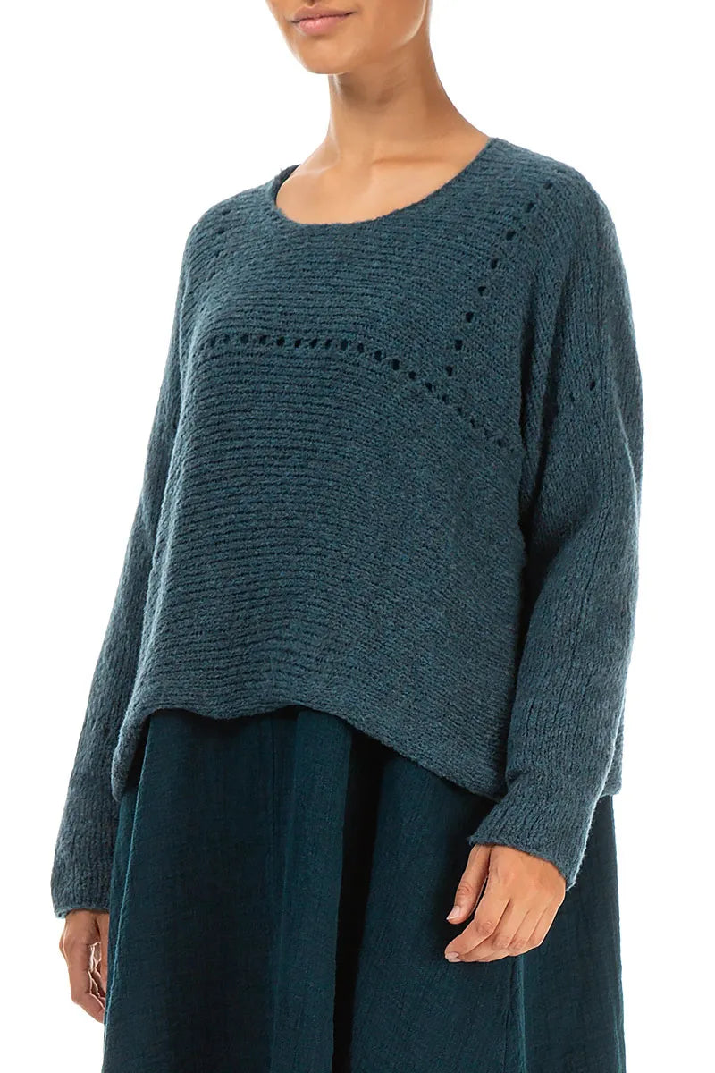 Eyelet Teal Wool Sweater