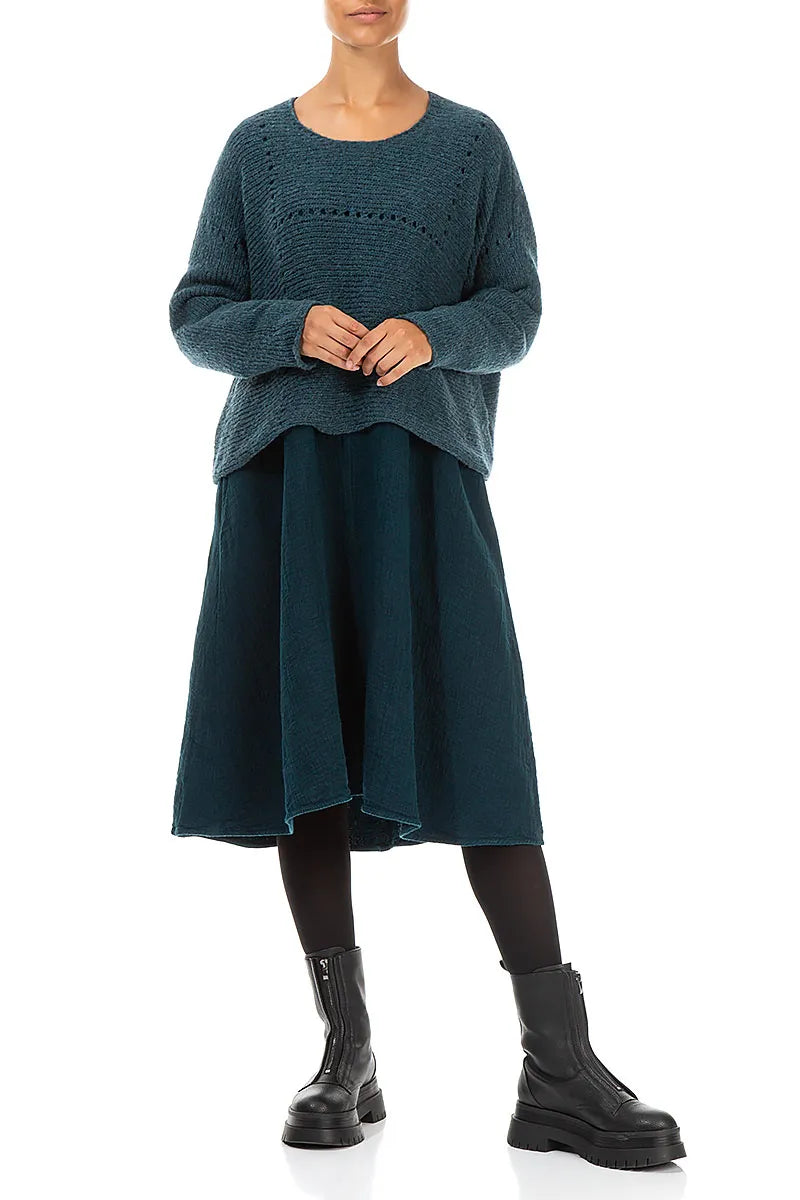 Eyelet Teal Wool Sweater