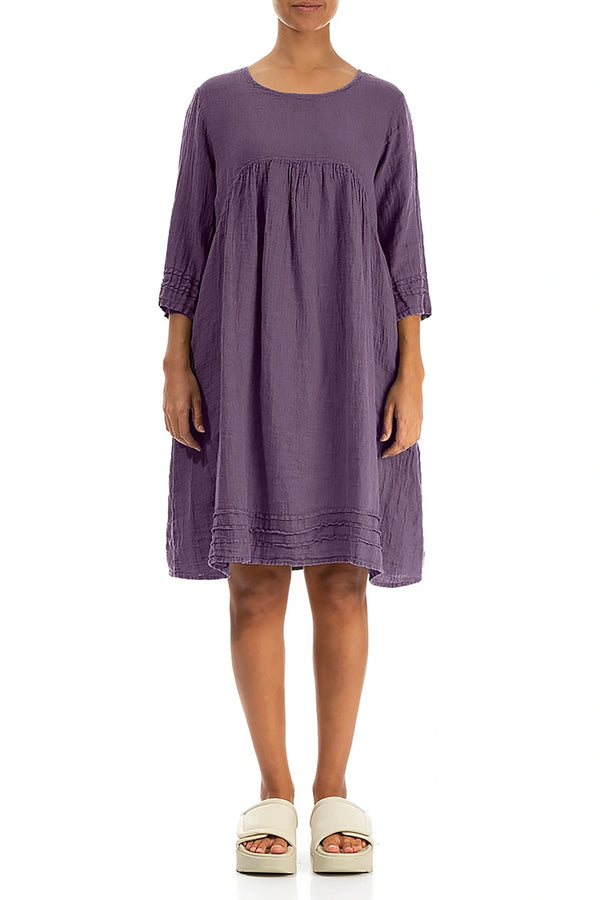 Flared Amethyst Crêpe Linen Dress