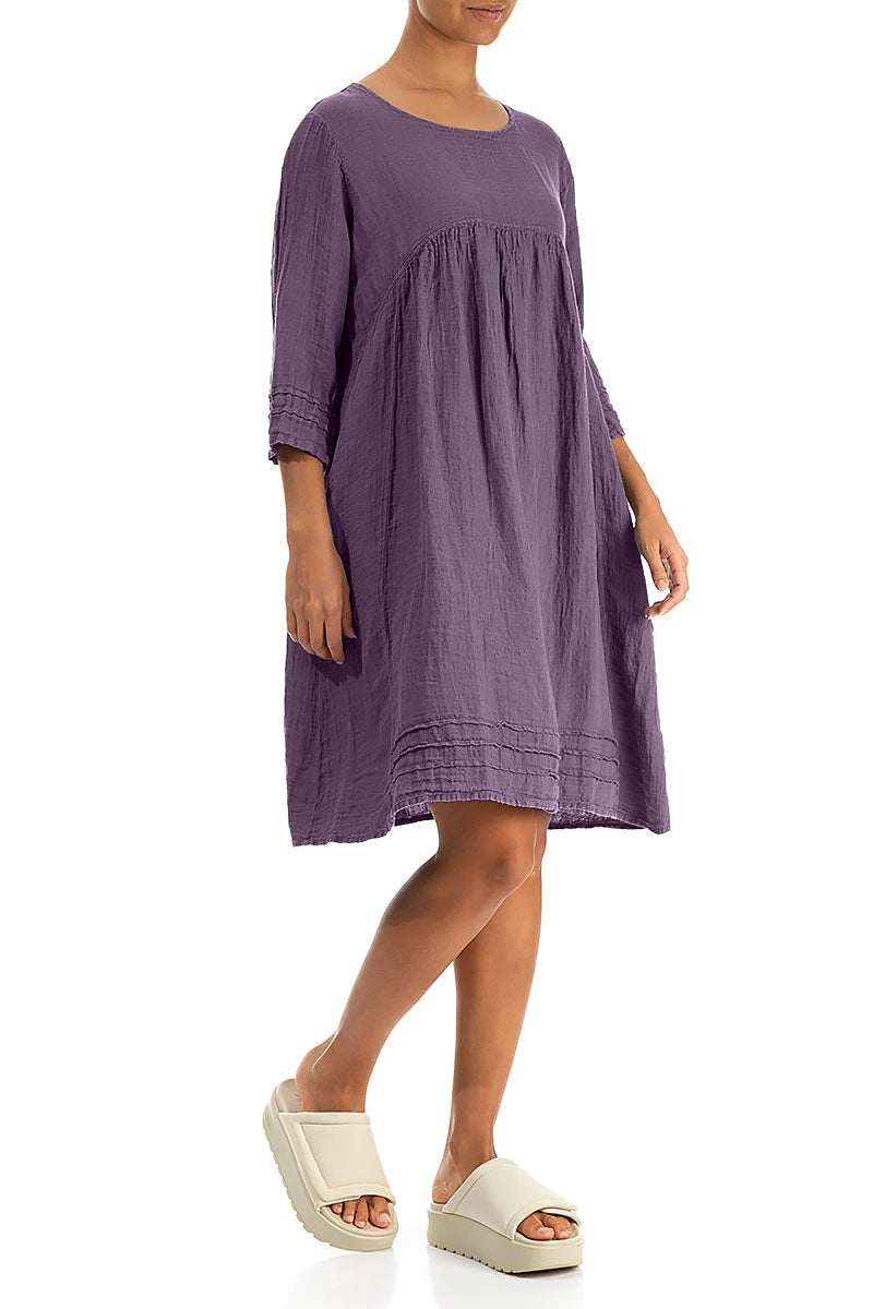 Flared Amethyst Crêpe Linen Dress