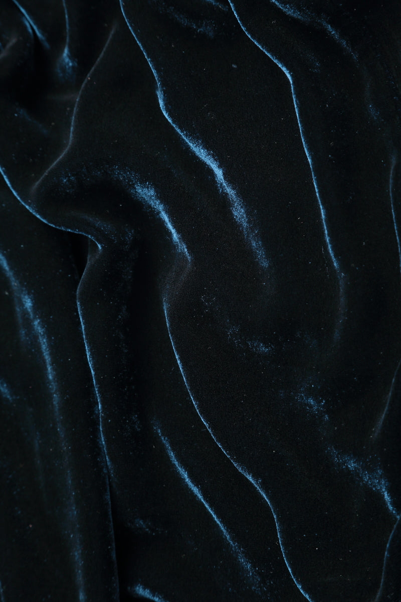 Flared Balloon Navy Silk Velvet Dress 5