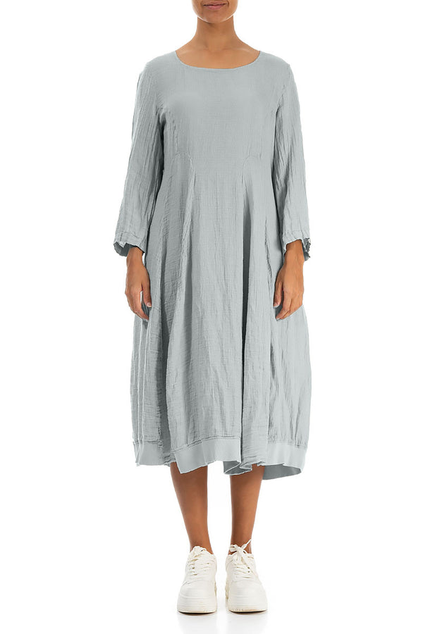 Flared Balloon Silver Grey Crêpe Linen Dress 1
