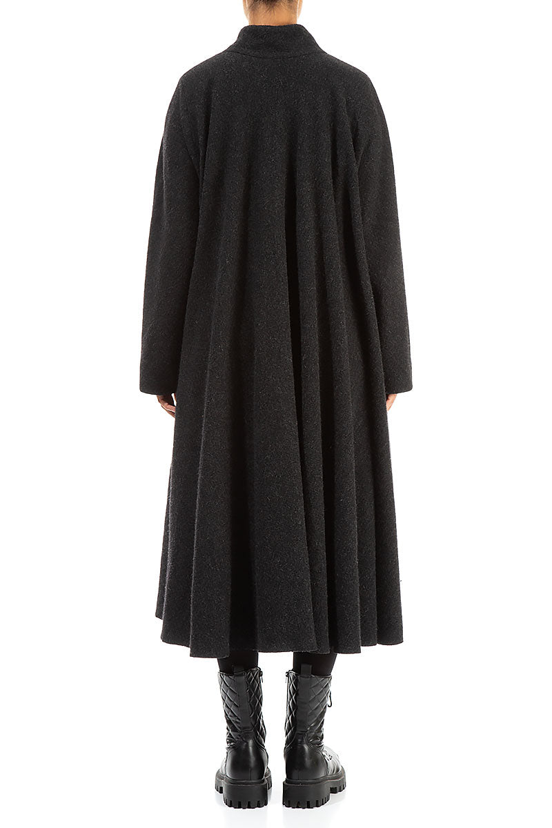 Flared Dark Grey Wool Coat 2