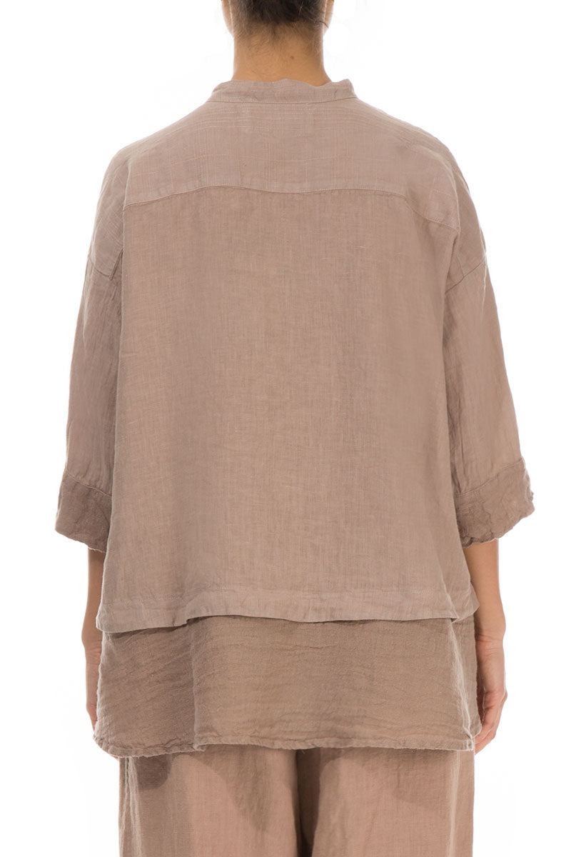 Flared Cappuccino Linen Shirt 2