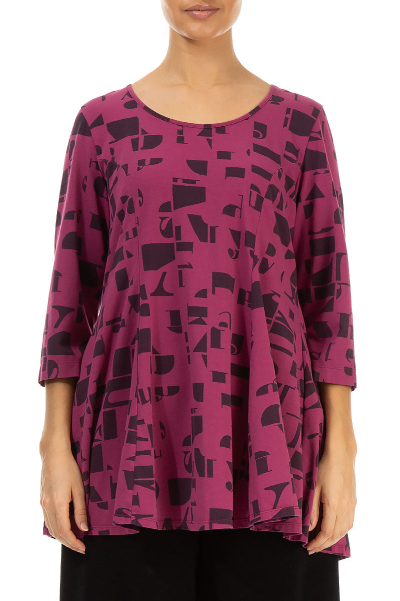 Flared Claret Letters Cotton Tunic 1