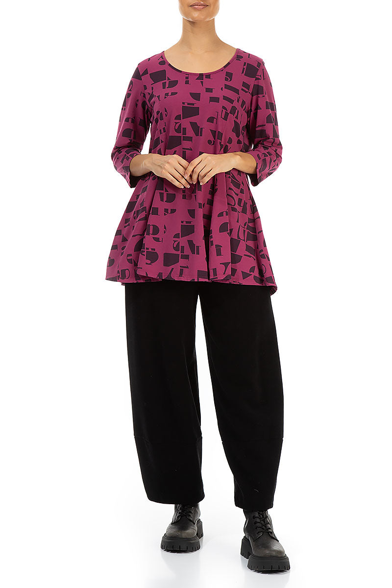 Flared Claret Letters Cotton Tunic 4