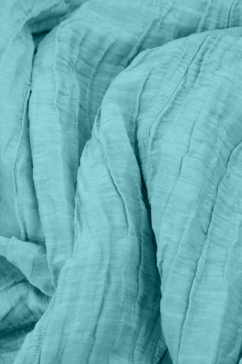 Flared Crinkled Ice Blue Silk Jacket 5