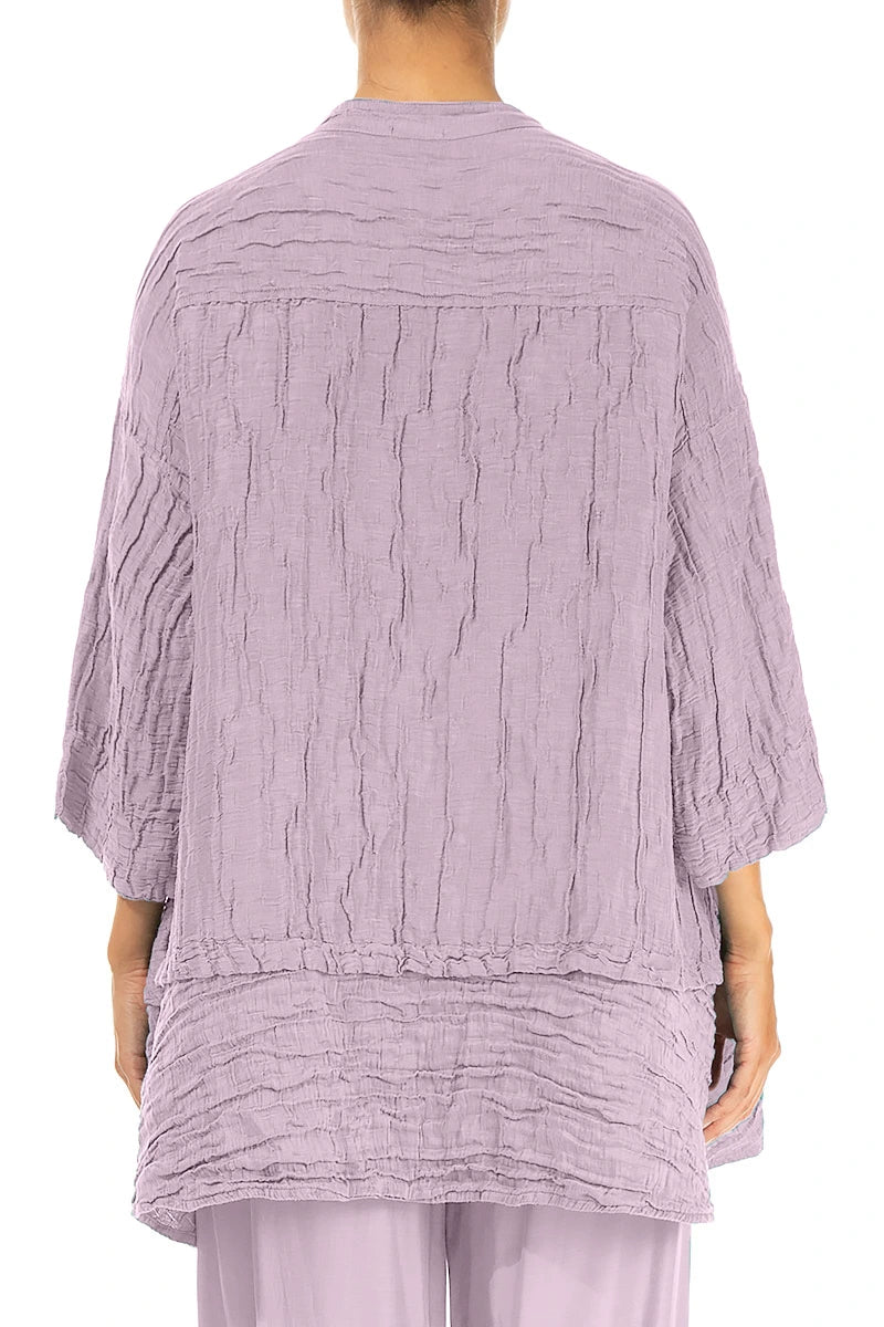 Flared Crinkled Lilac Silk Shirt 2