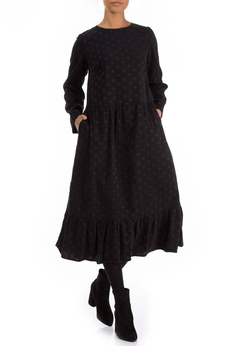 Flared Dotty Black Silk Dress 3