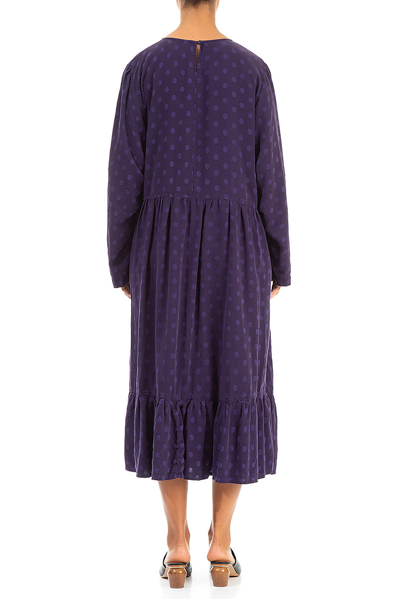 Flared Dotty Royal Purple Silk Dress