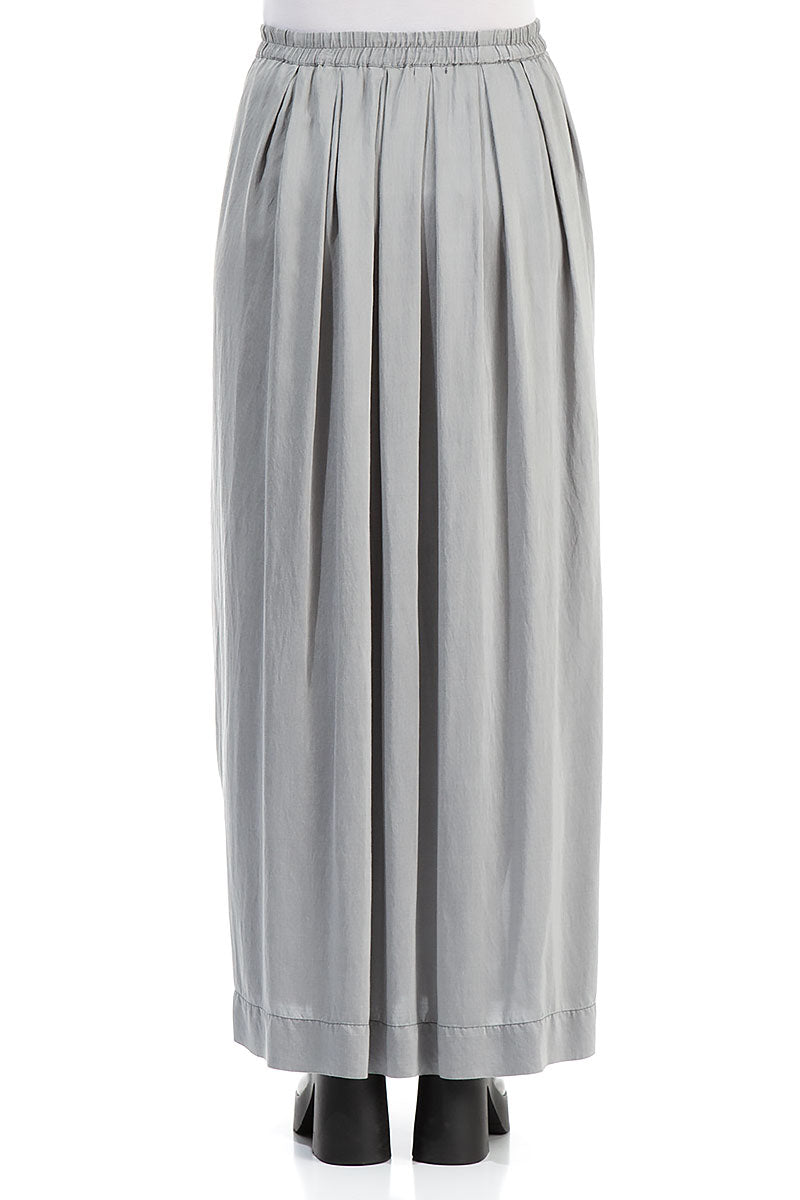 Flared Grey Silk Bamboo Maxi Skirt