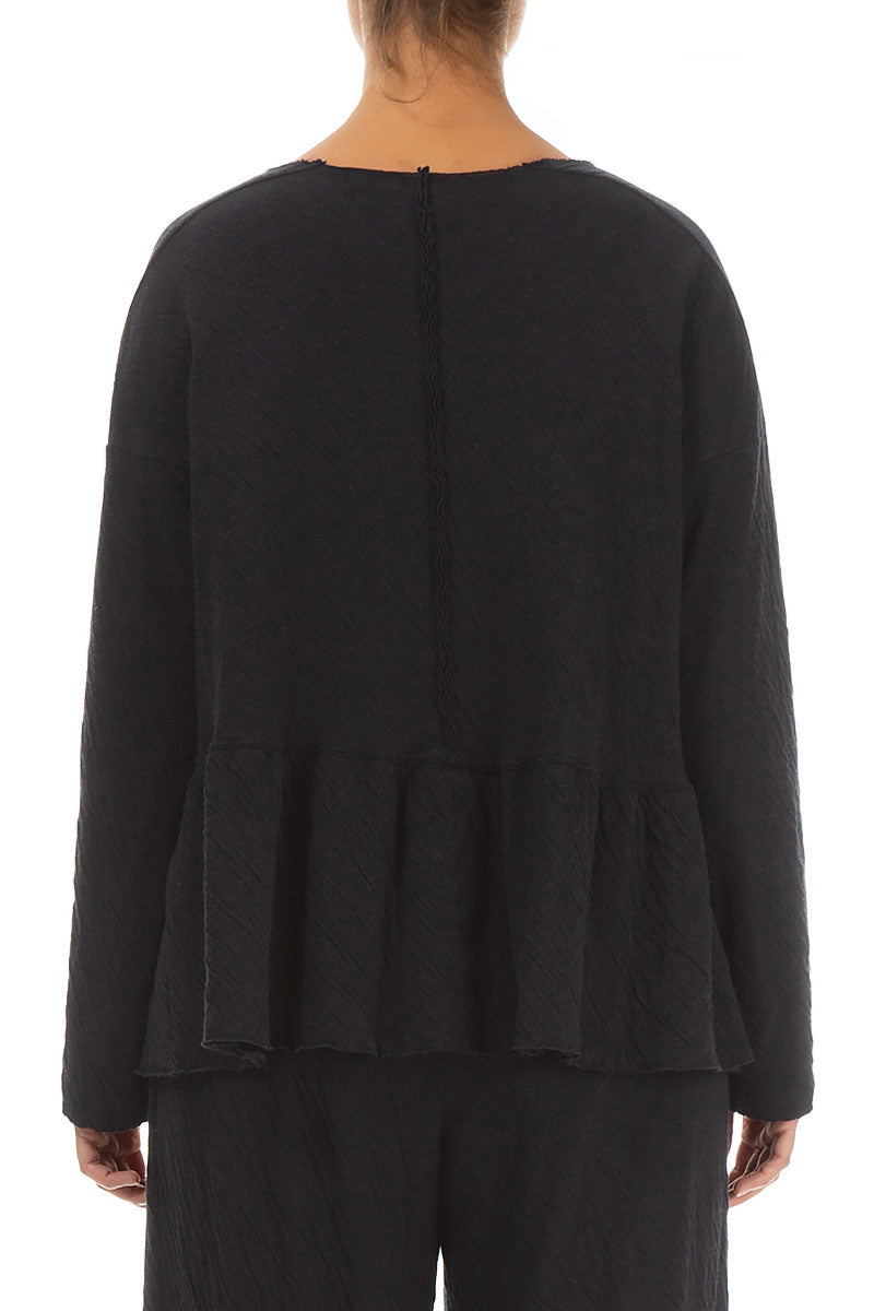 Flared Hem Grey Wavy Cotton Jumper 2