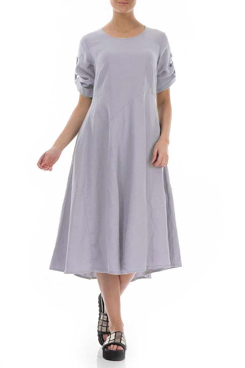 Flared A-Line Lilac Grey Linen Dress