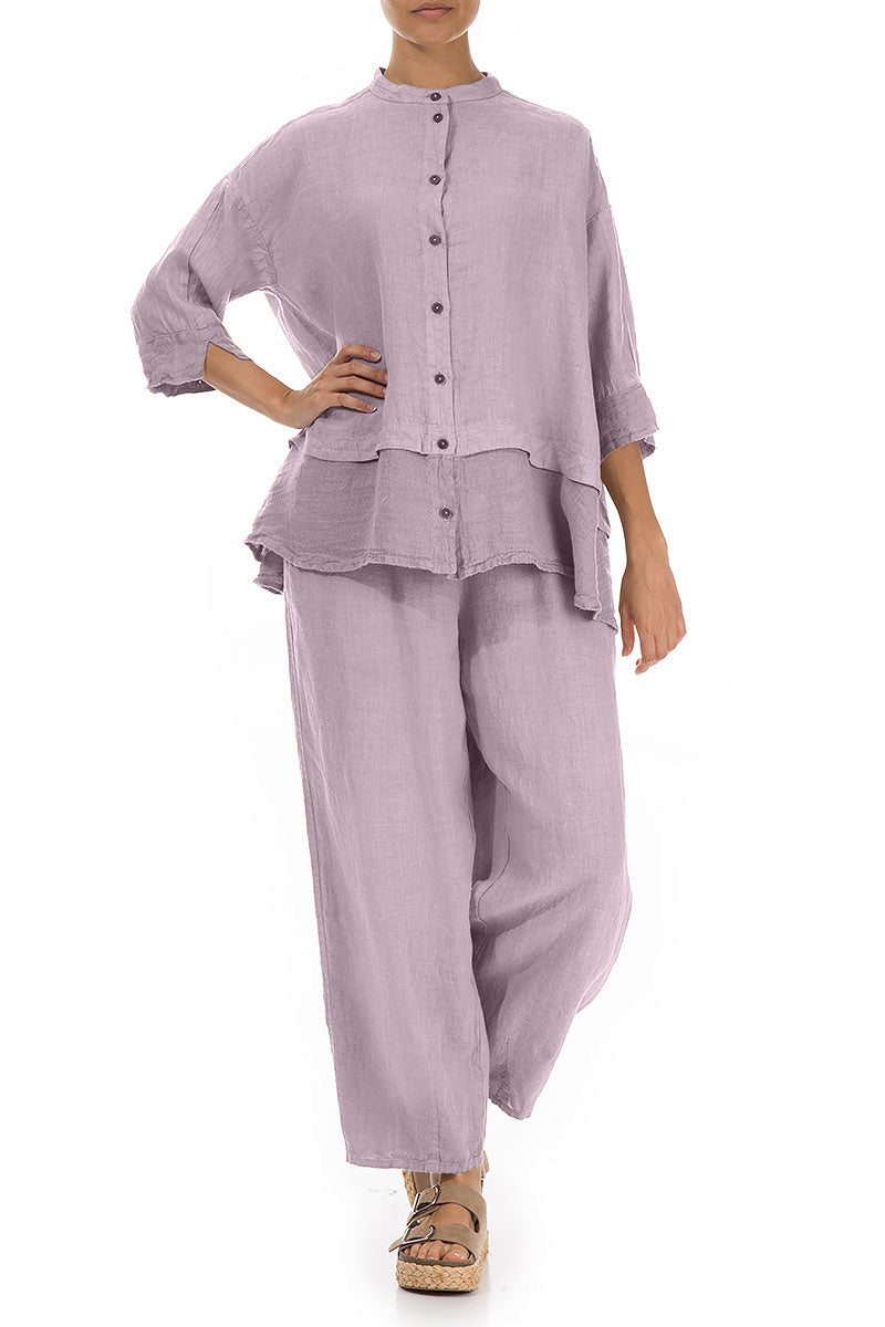Flared Lilac Linen Shirt