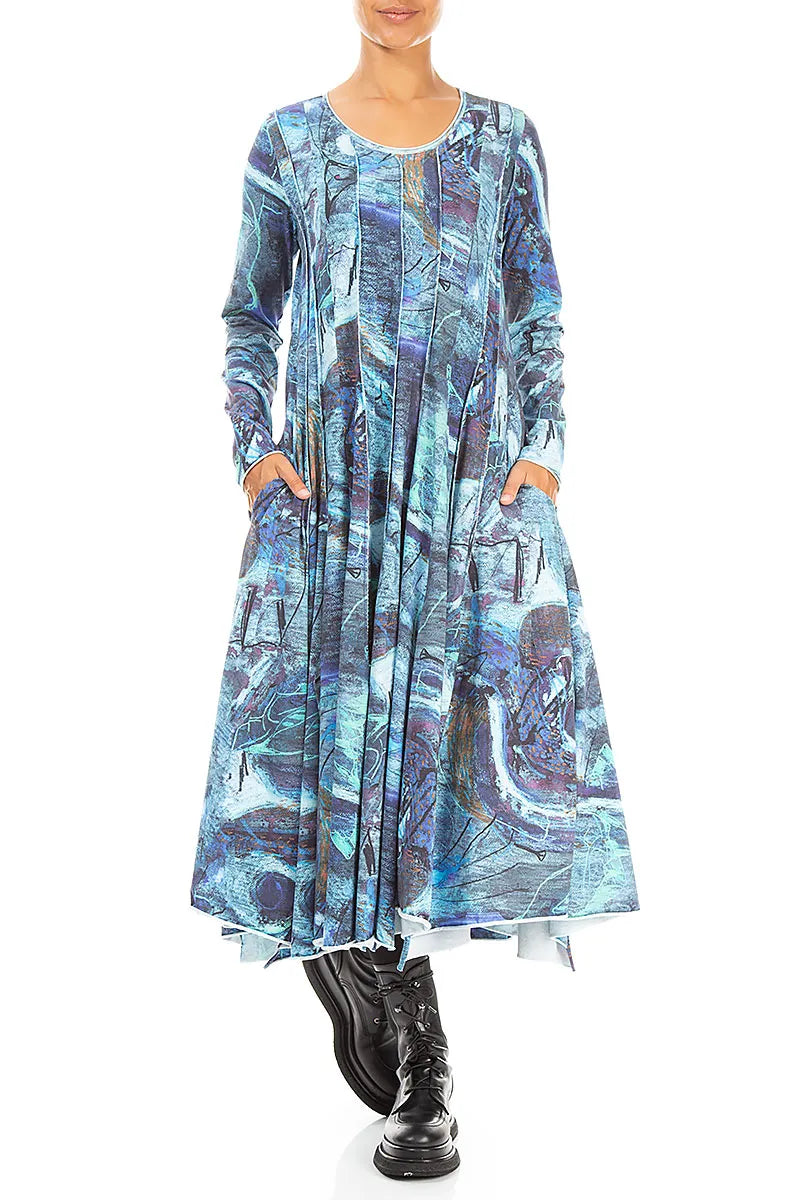 Flared Maxi Blue Reverie Cotton Dress