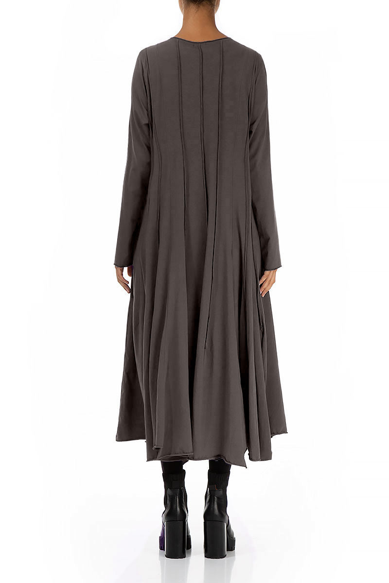 Flared Maxi Forest Brown Cotton Dress 2