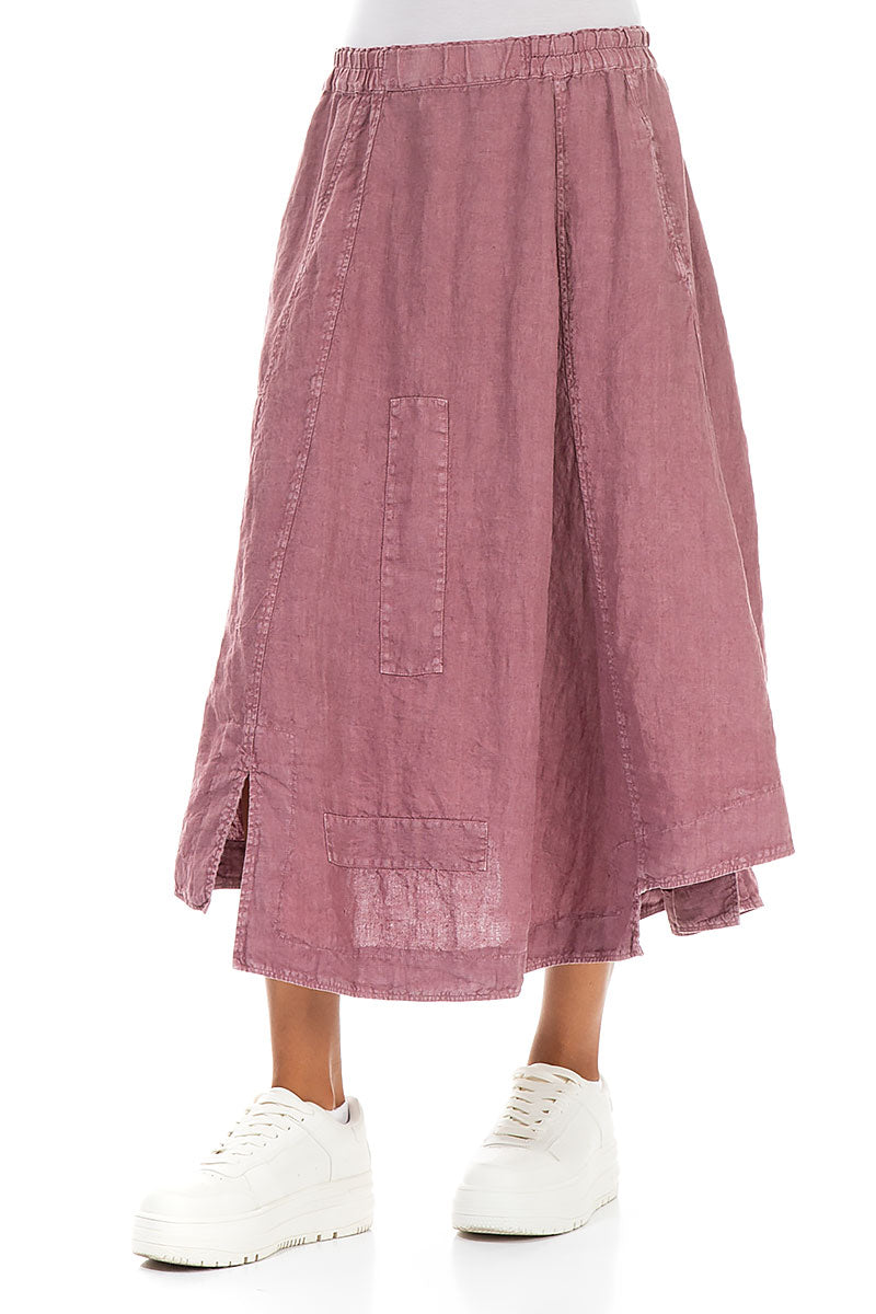 Flared Off-Dye Mauve Taupe Linen Skirt 4