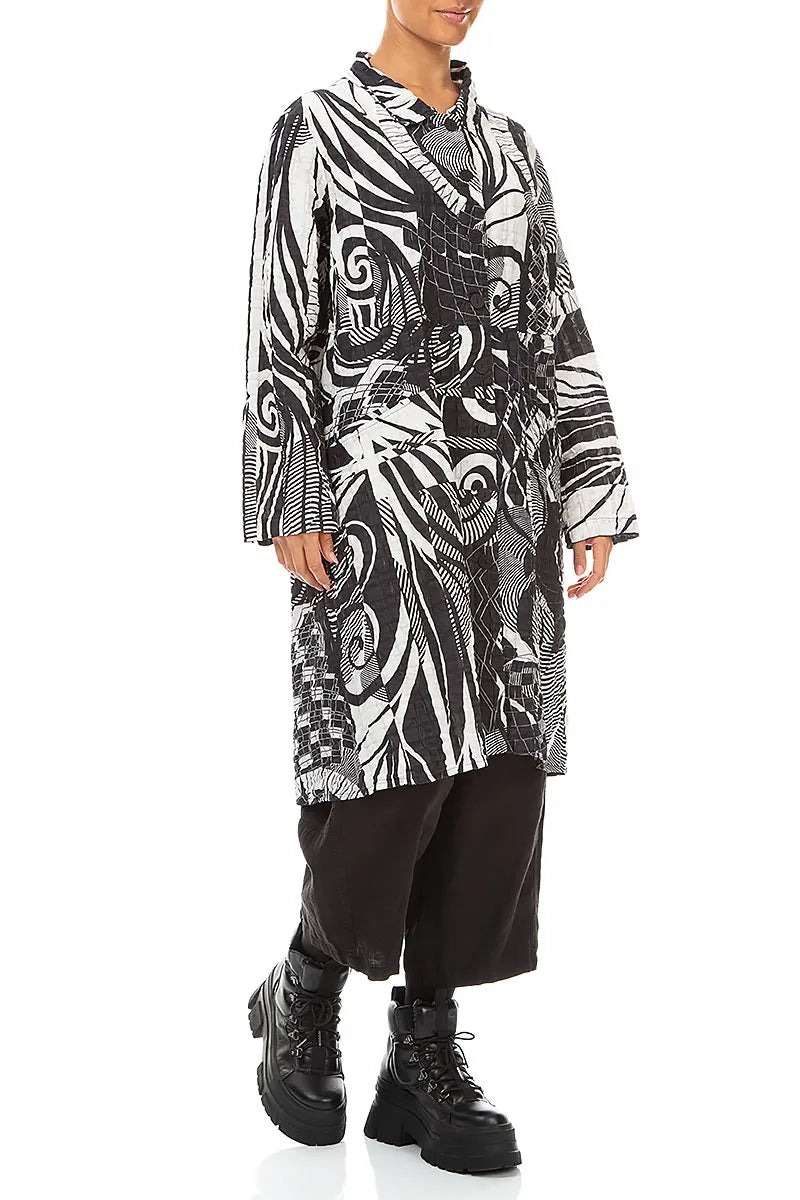 Flared Orbit Checkered Linen Cotton Jacket