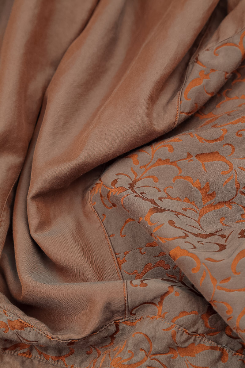 Flared Ornamented Aged Copper Silk Cotton Shirt 5