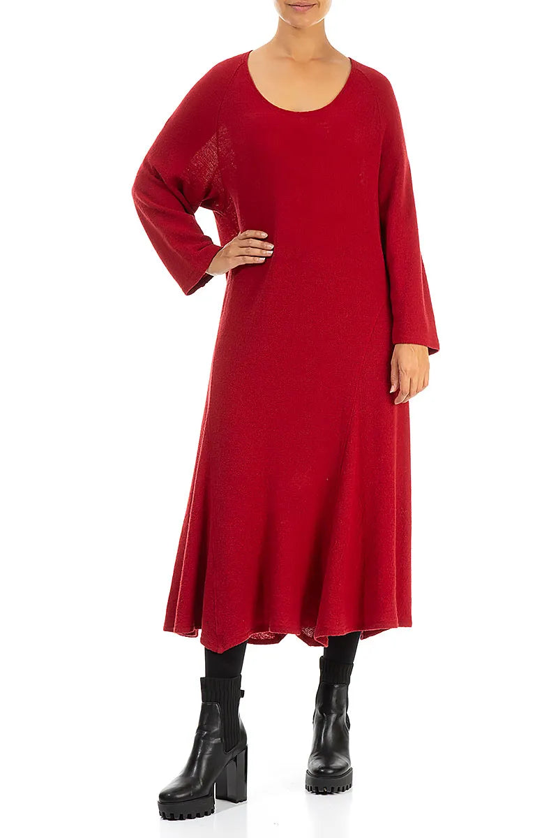 Flared Red Wool Dress 4