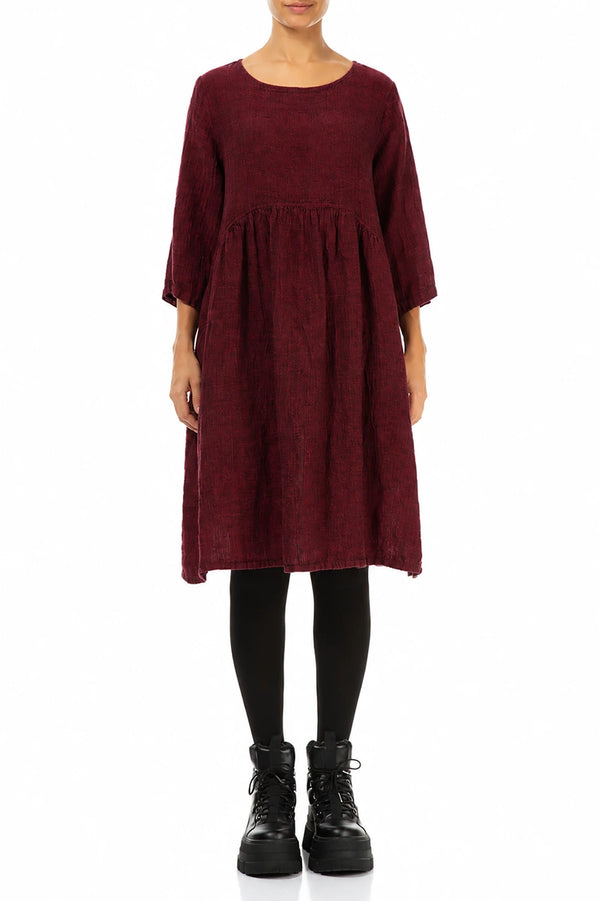 Flared Ruby Mélange Linen Midi Dress 1