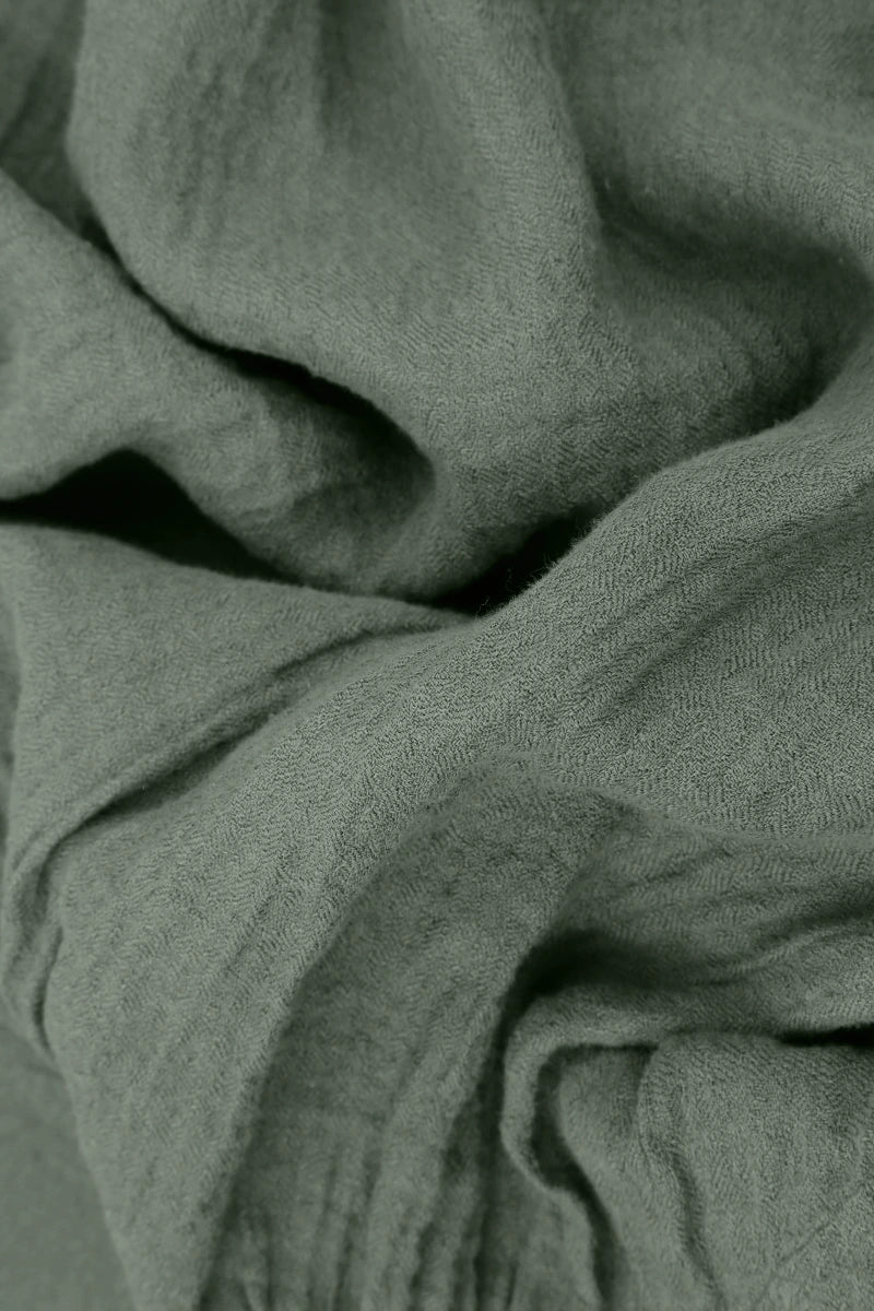 Robe évasée en lin sauge
