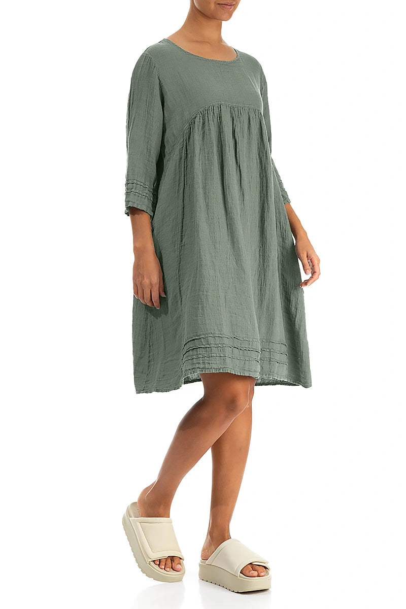Robe évasée en lin sauge