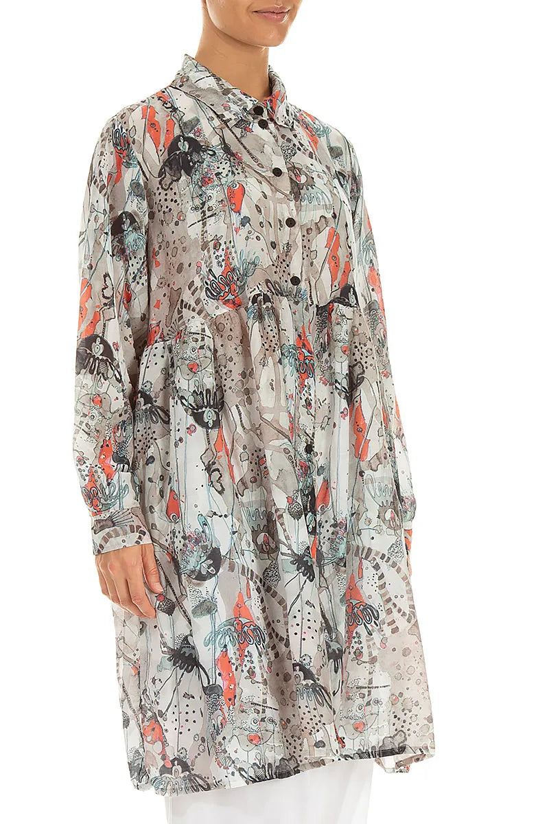 Veste évasée en soie et coton Savannah