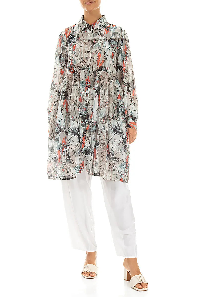 Veste évasée en soie et coton Savannah