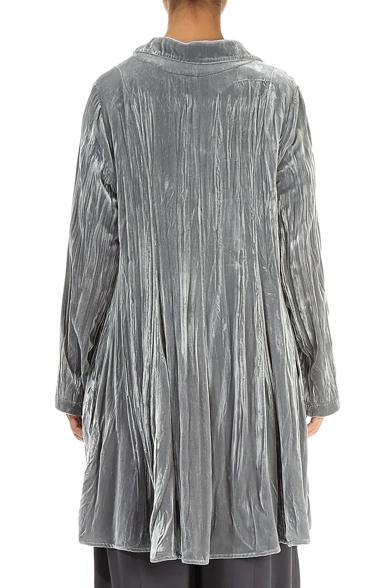 Flared Silver Crumpled Silk Velvet Jacket 3